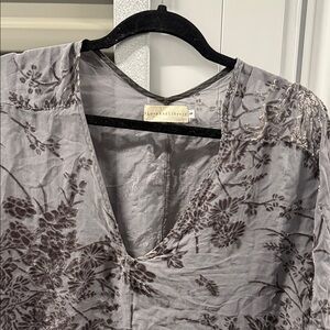 Elegant Gray Floral Blouse